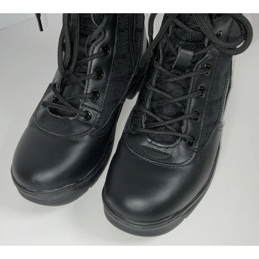 NIB Men's Nortiv8 Trooper Tactical Work Boots w/ Toe Cap & Side Zip‎ Black 6.5